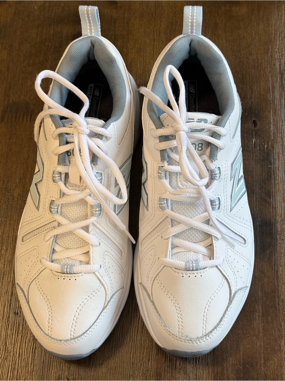 New Balance 608 White with Light Gray Accent Comfort Trainers